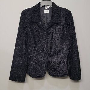 Emma James Jacket SZ 14 Black Crushed Velvet Cropped Whimsygoth Fairy Glam Retro